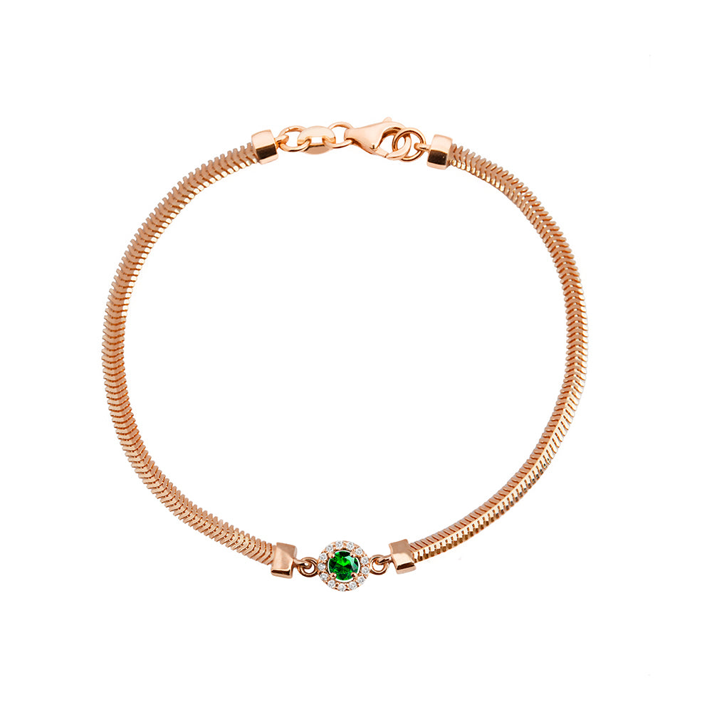 14K Gold Round Emerald Diamond Bracelet