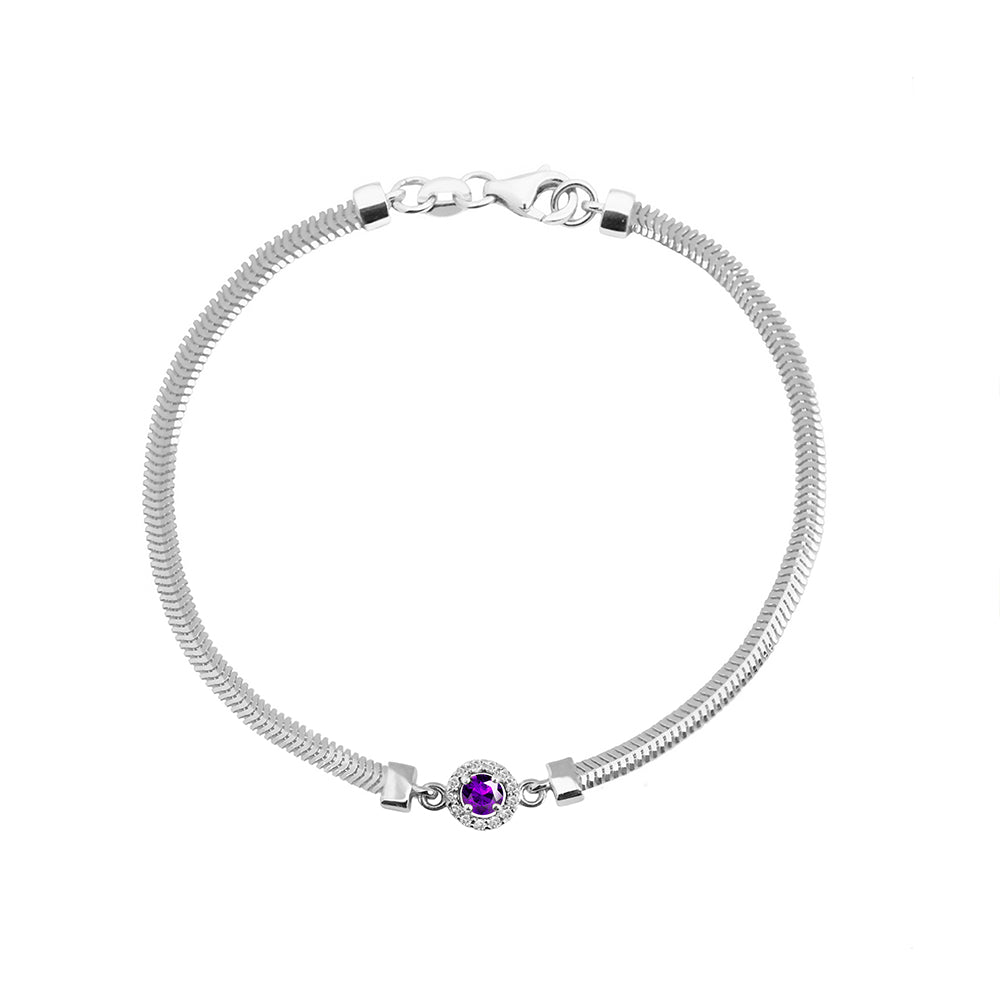 14K Gold Round Amethyst Diamond Bracelet / Engagement Amethyst Bracelet