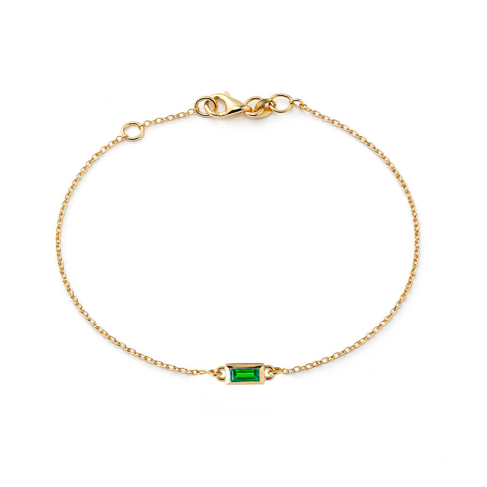 14K Gold Emerald Bracelet, Wedding Bracelet