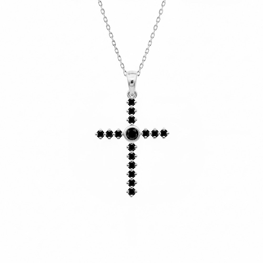 Gothic Black Diamond Cross Pendant