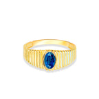 14K Solid Gold Ring with Oval Cut Blue Sapphire