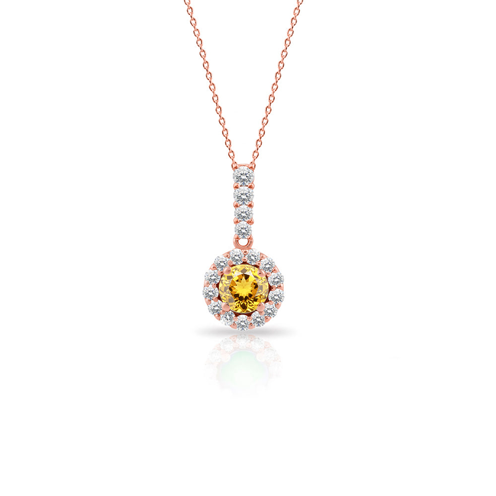 14K Gold Round Citrine Necklace