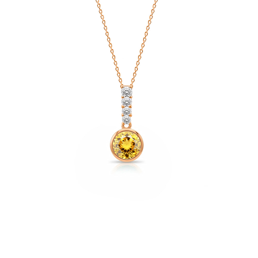 14K Gold Citrine Pendant Necklace
