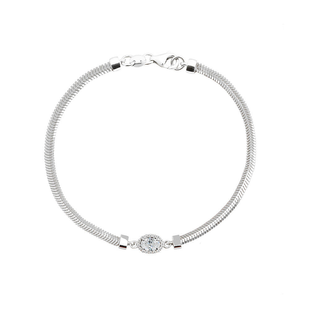 14K Gold Oval White Sapphire Diamond Bracelet / Bridal Bracelet