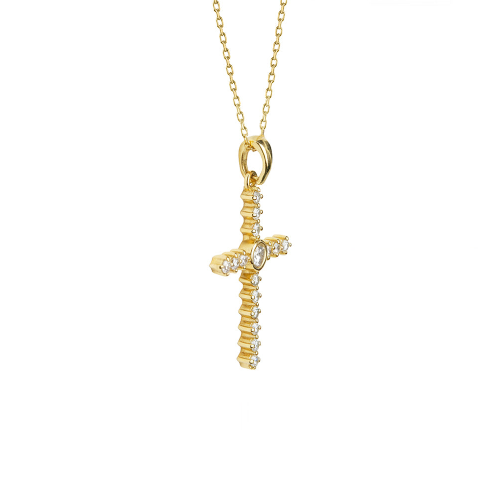 14K Gold Diamond Necklace / Christian Anniversary Gift for Her