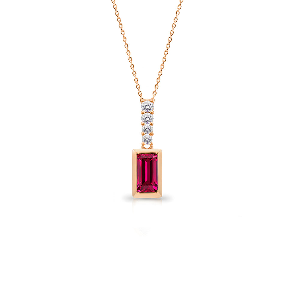 14K Gold Ruby Necklace, Handmade Ruby Necklace