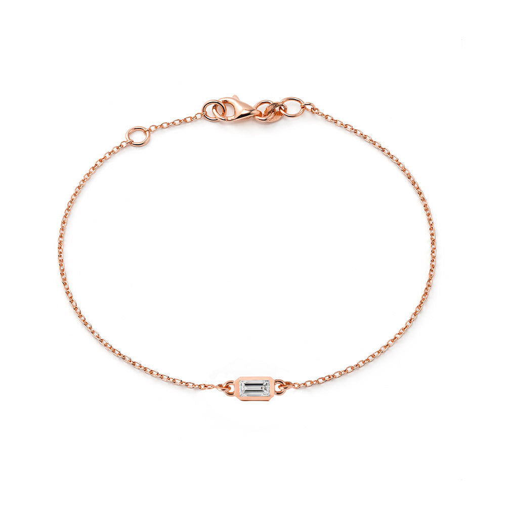 Baguette White Sapphire Chain Bracelet