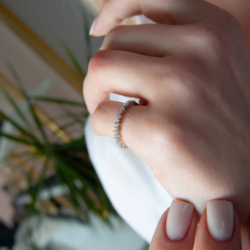 14K Gold Milgrain Diamond Band