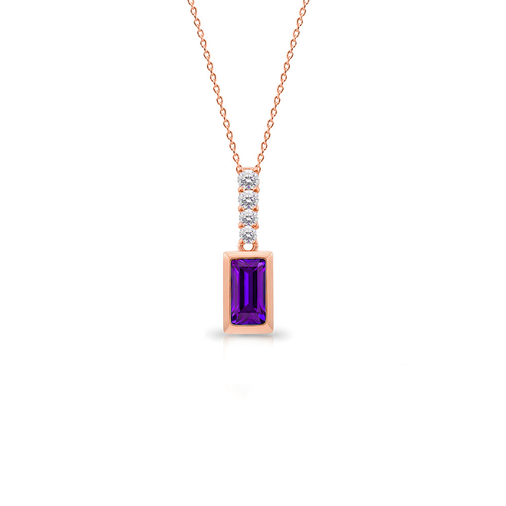 Emerald Cut Amethyst Pendant Necklace