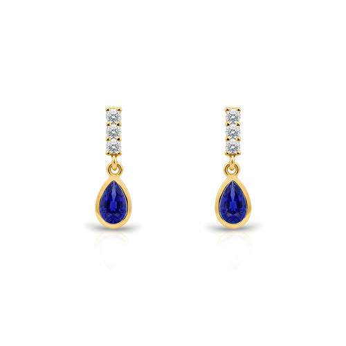 14K Gold Sapphire Teardrop Earrings