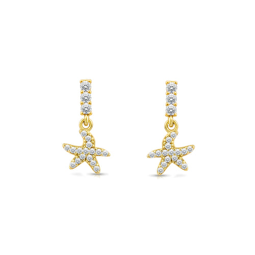14K Gold Starfish Drop Earrings