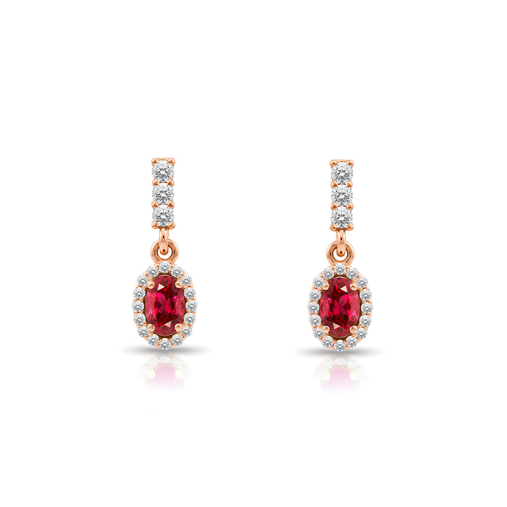 14K Gold Ruby Oval Earrings