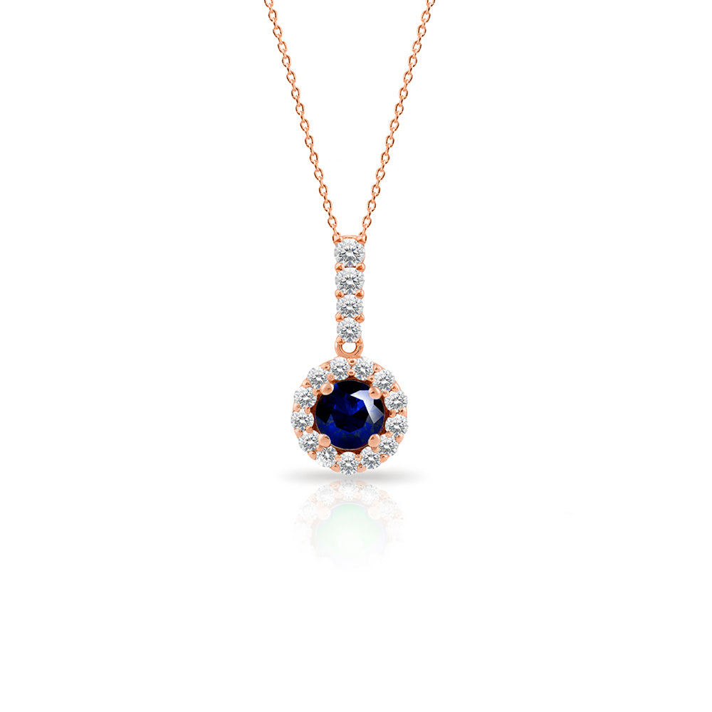 14K Gold Natural Sapphire Necklace, Wedding Necklace