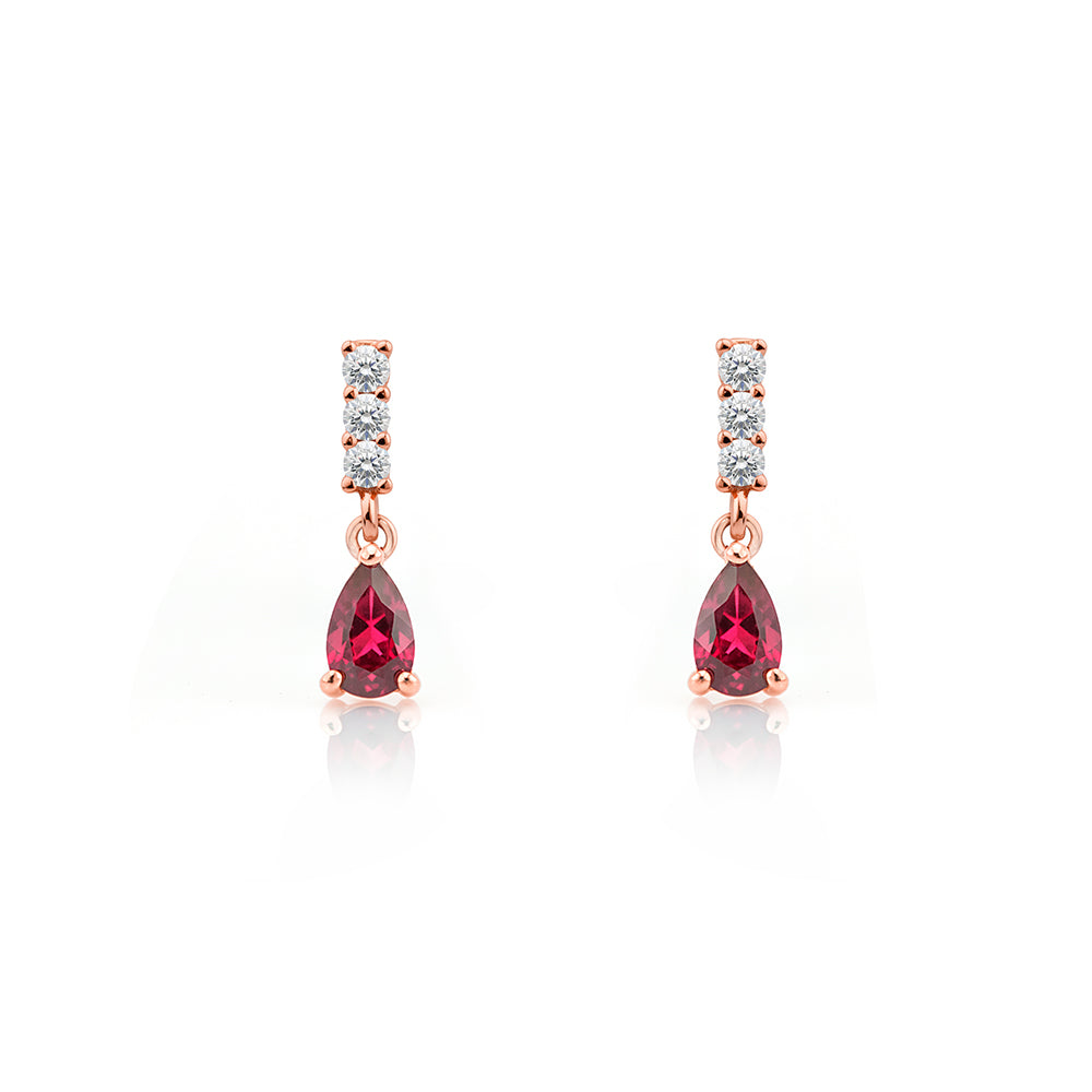 14K Gold Ruby Drop Earrings