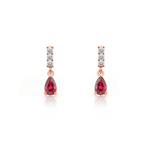 14K Gold Ruby Drop Earrings