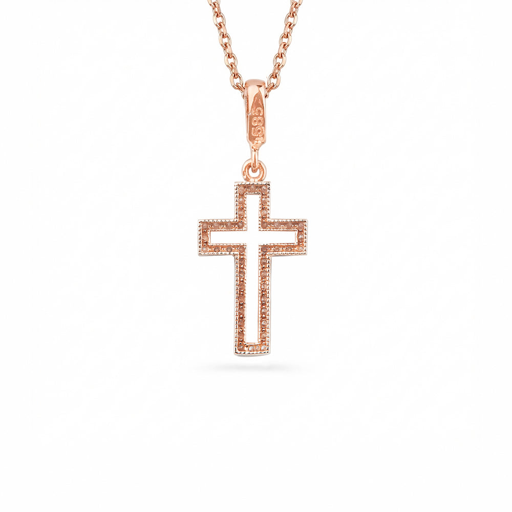 14K Gold Diamond Cross Necklace / Christian Cross Pendant