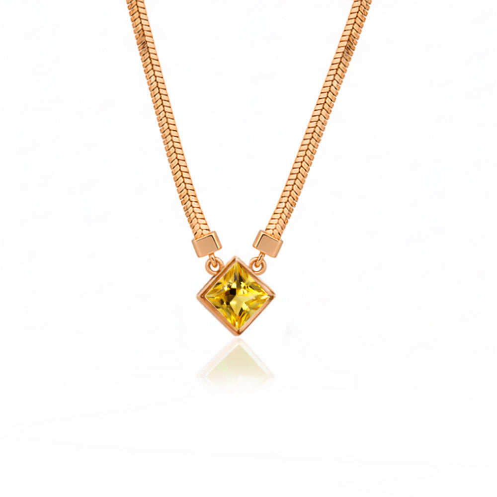 14K Gold Minimalist Citrine Necklace