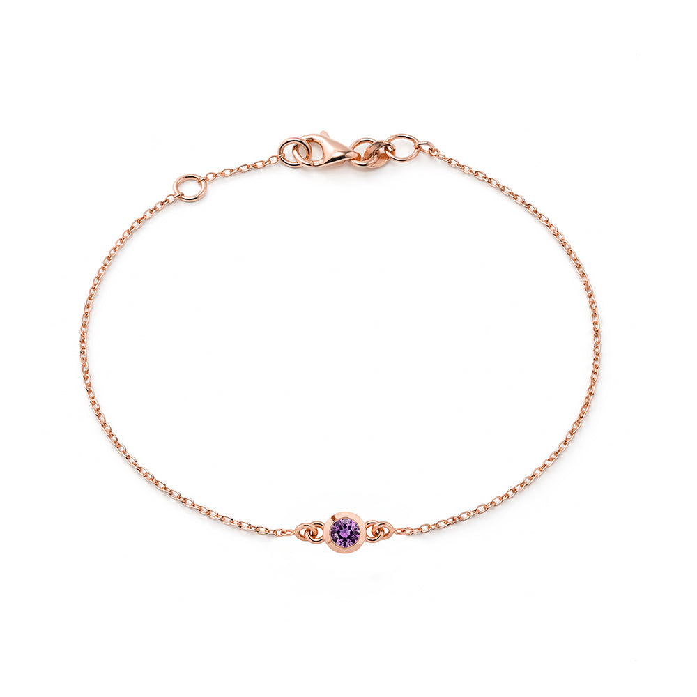14K Gold Round Amethyst Bracelet