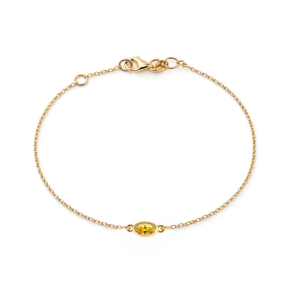14K Gold Citrine Bracelet, Anniversary Gift