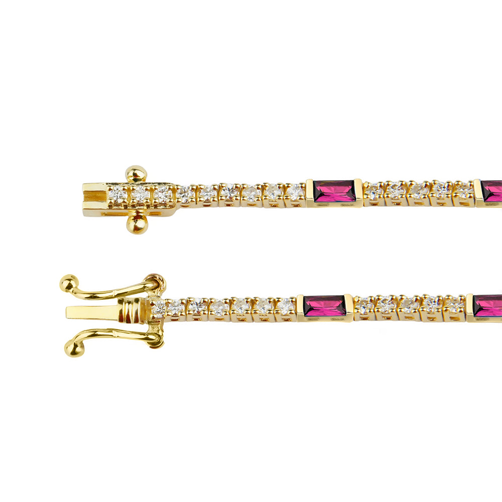 Natural Ruby Diamond Tennis Bracelet
