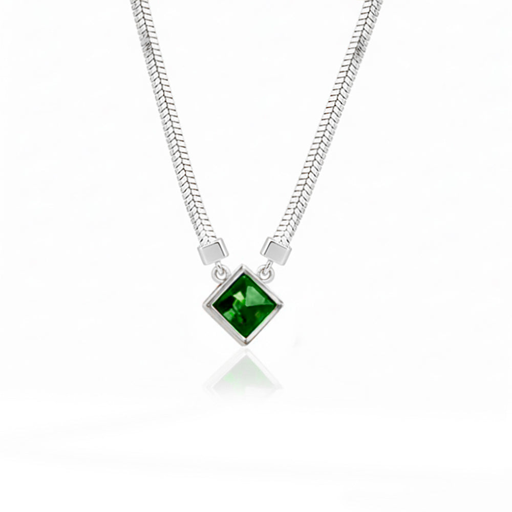 14K Gold Emerald Necklace, May Birthstone Gift for Her