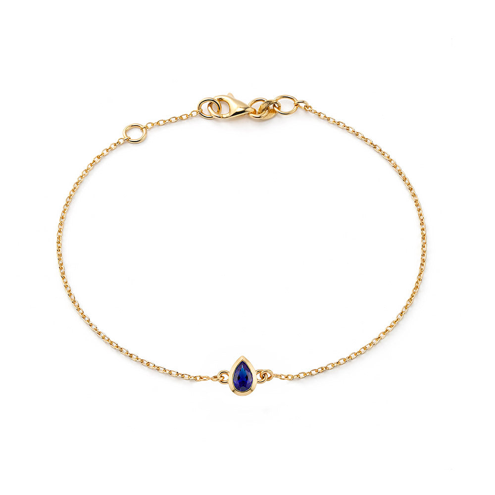 14K Gold Pear Sapphire Bracelet