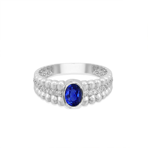 14K Gold Natural Sapphire Beaded Ring