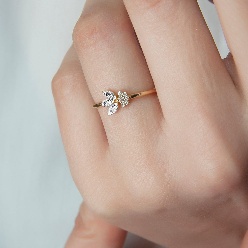 Nature Inspired Diamond White Sapphire Ring