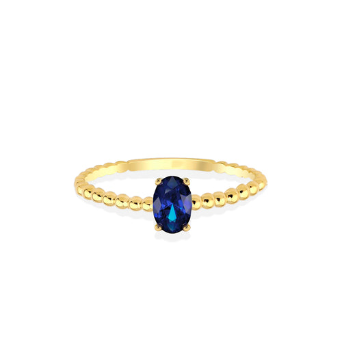 14K Solid Gold Oval Cut Sapphire Ring