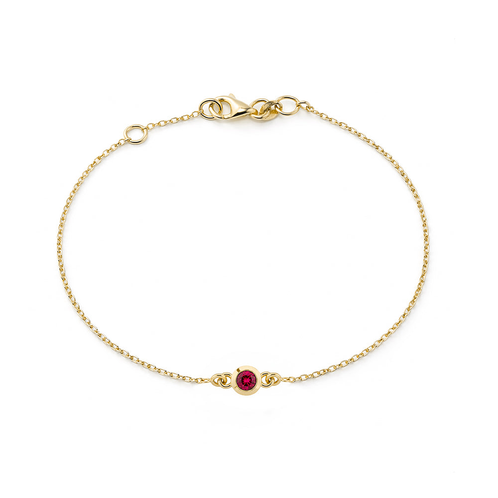 14K Gold Round Ruby Bracelet