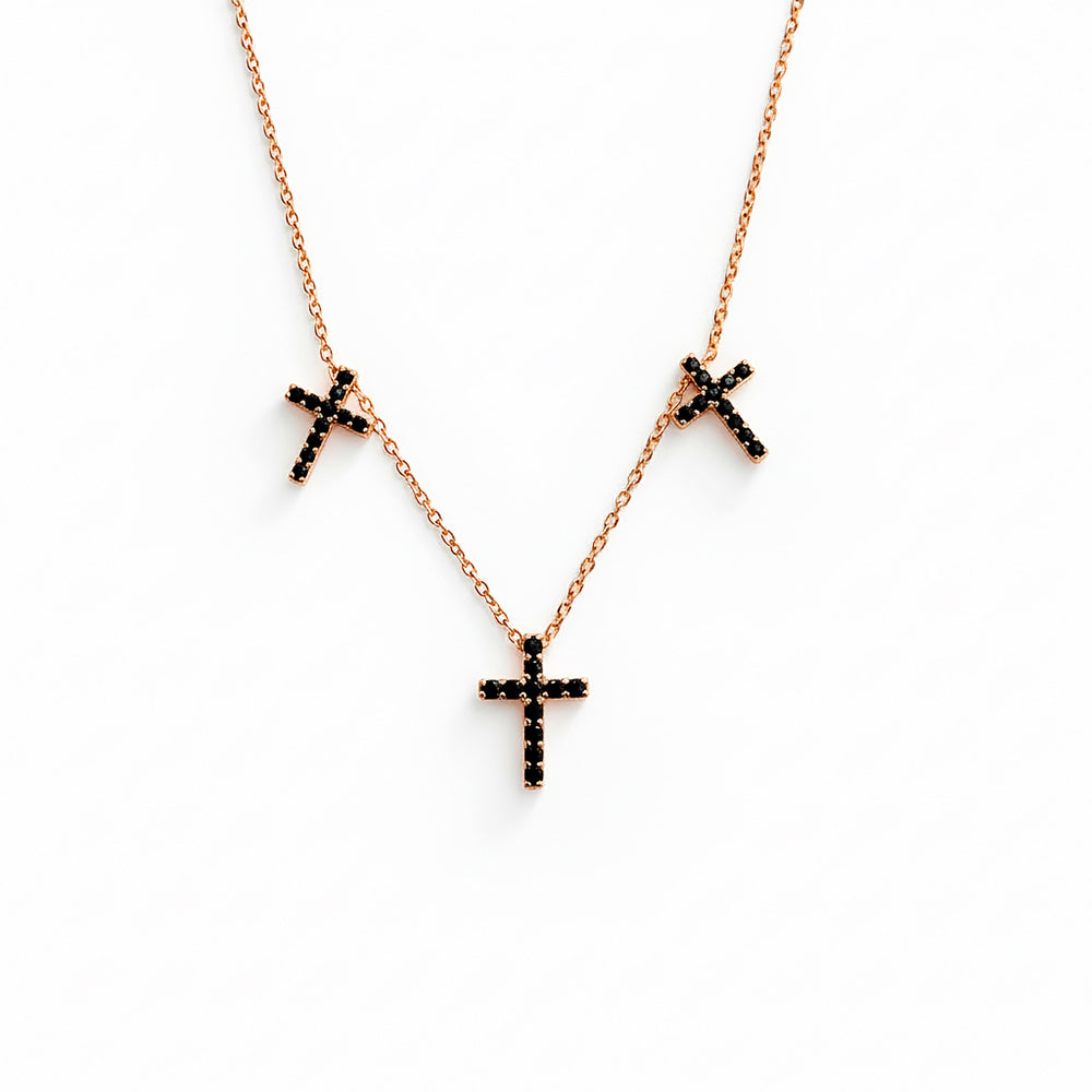Modern Triple Cross Necklace / Gothic Cross Pendant