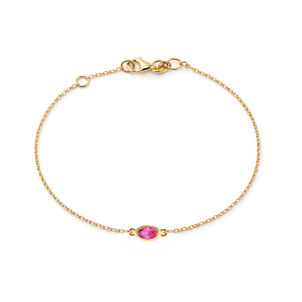 14K Gold Natural Pink Sapphire Bracelet, Feminene Bracelet