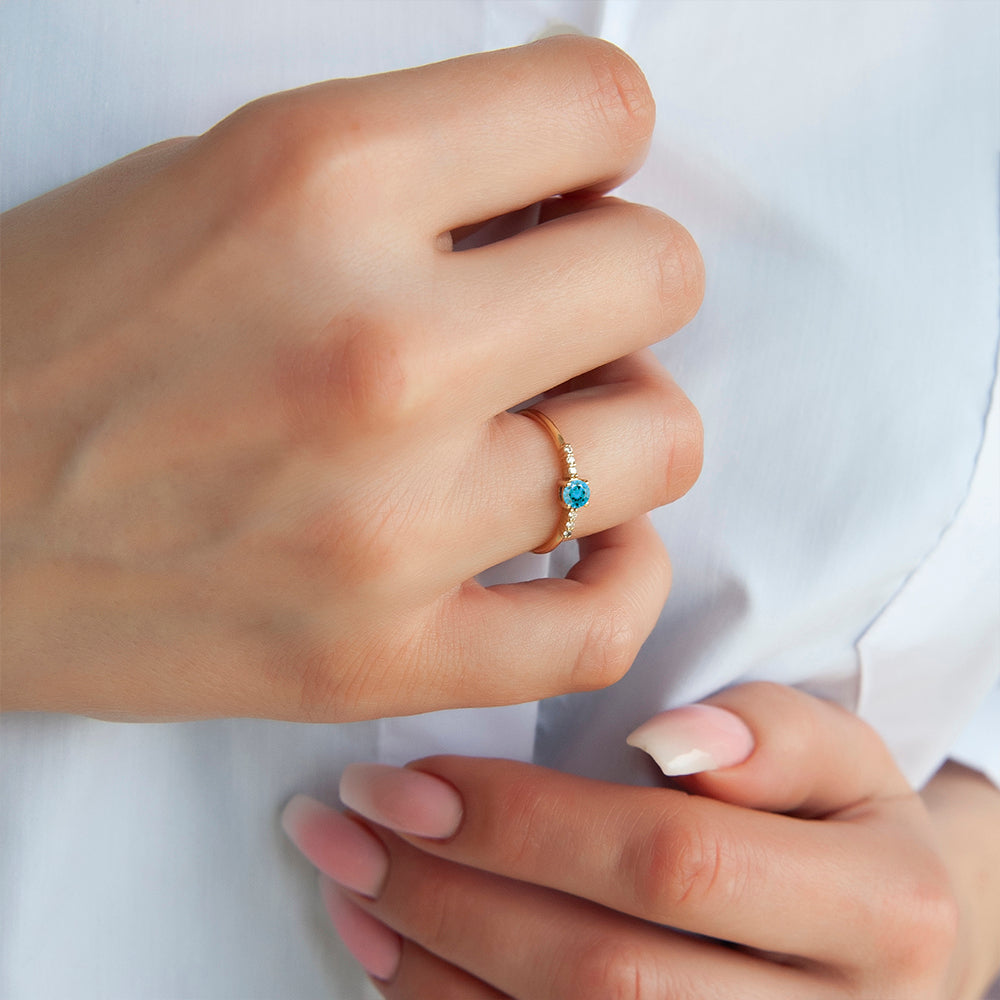 Aquamarine Diamond Ring