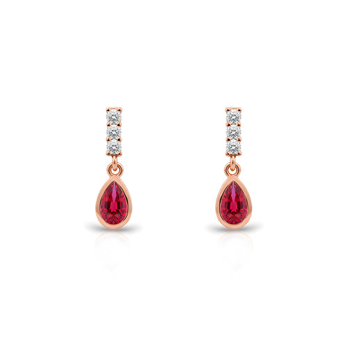 14K Gold Ruby Teardrop Earrings