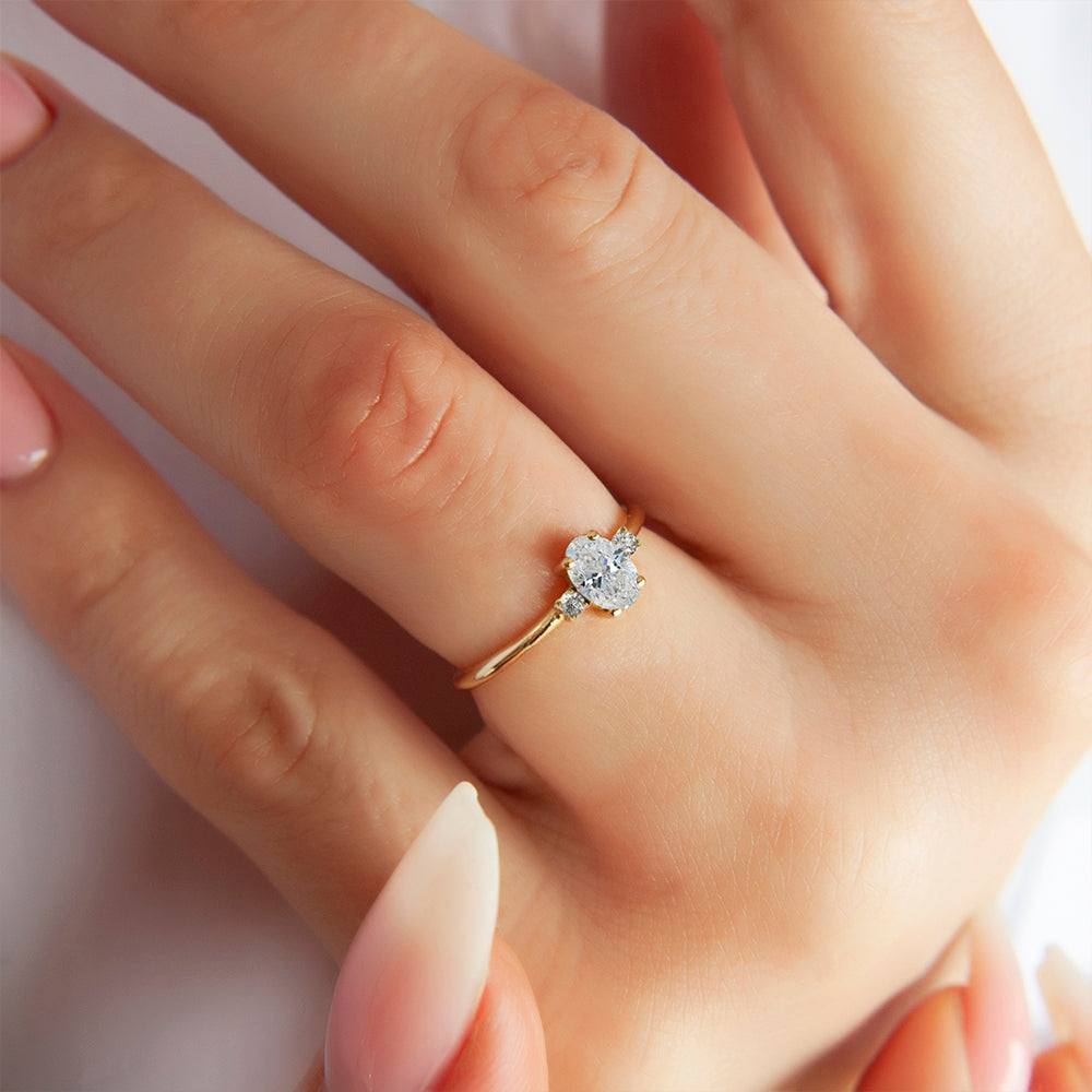 Oval White Sapphire Ring / Alternative Engagement Ring