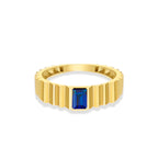 14K Gold Sapphire Step Edge Ring