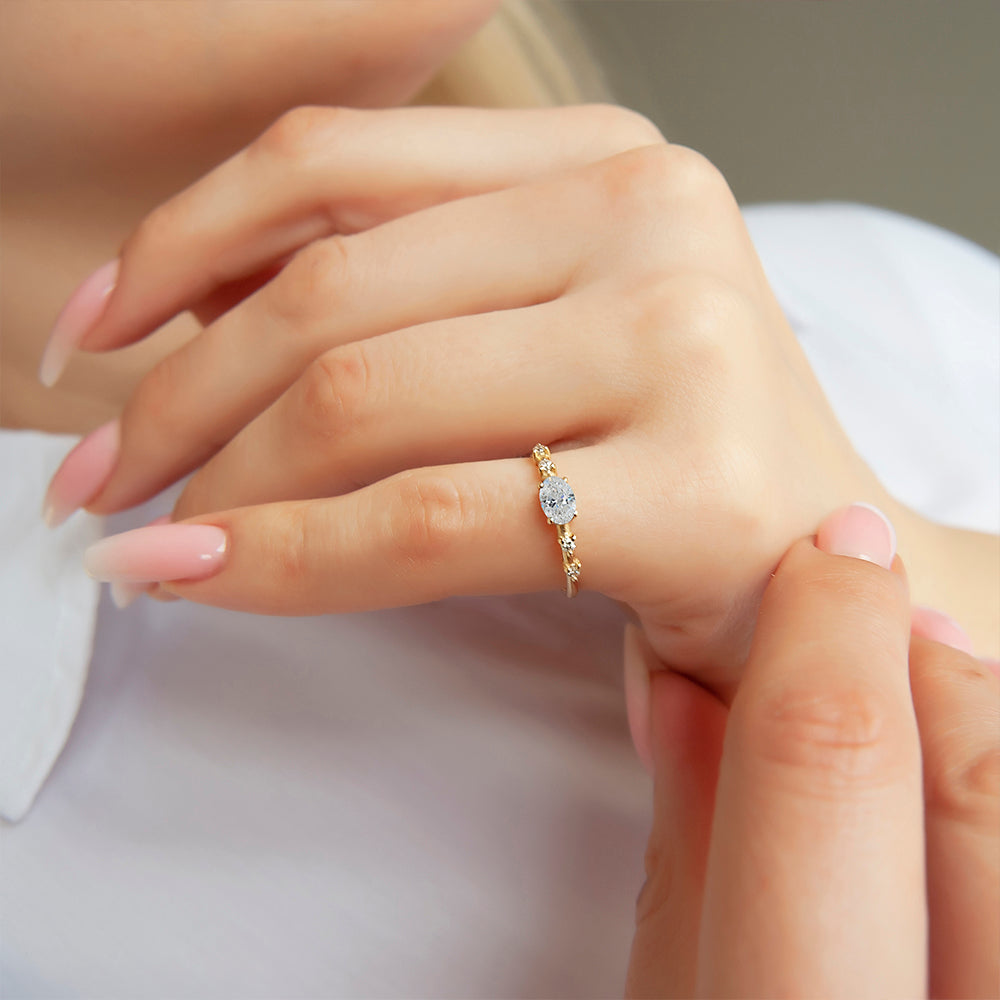 East West White Sapphire Ring