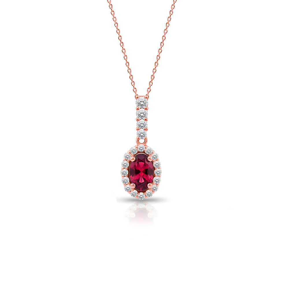 Romantic Ruby Pendant Necklace, Anniversary Necklace