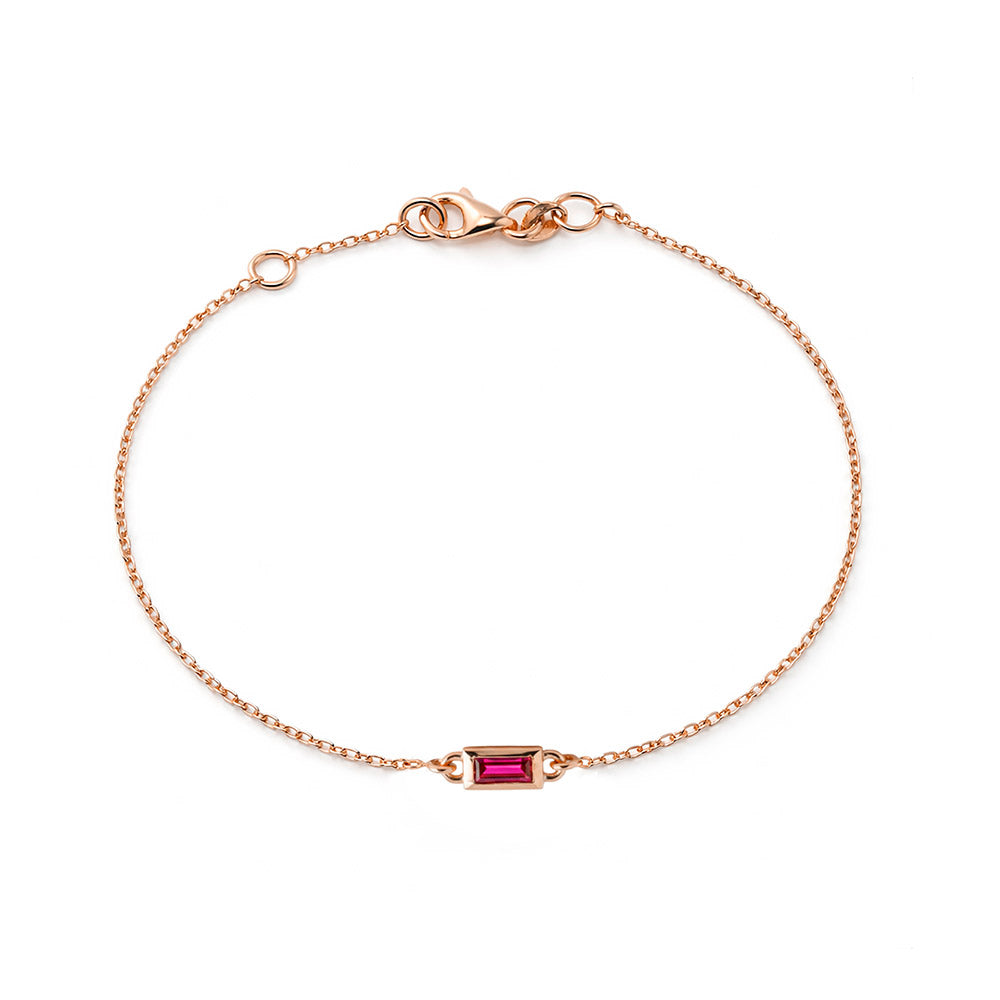 14K Gold Baguette Ruby Bracelet