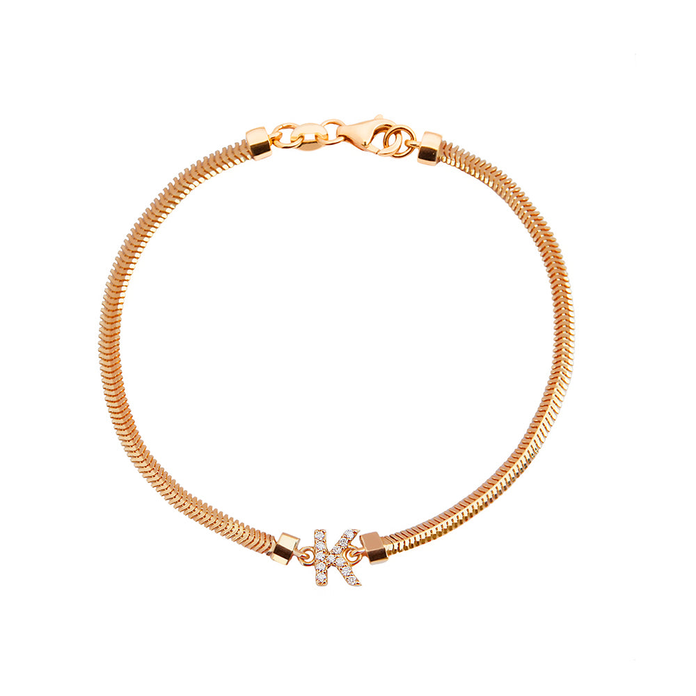 14K Gold Diamond Initial K Bracelet
