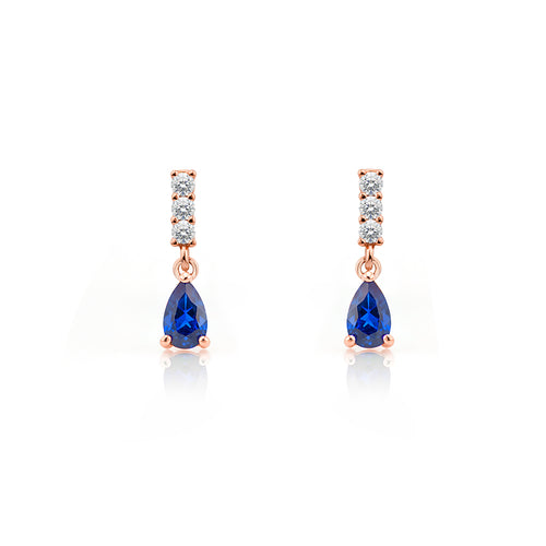 14K Gold Natural Sapphire Drop Earrings