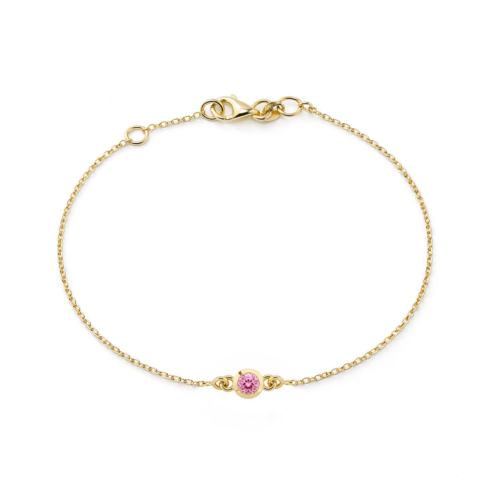 Round Pink Sapphire Bracelet, Romantic Gift