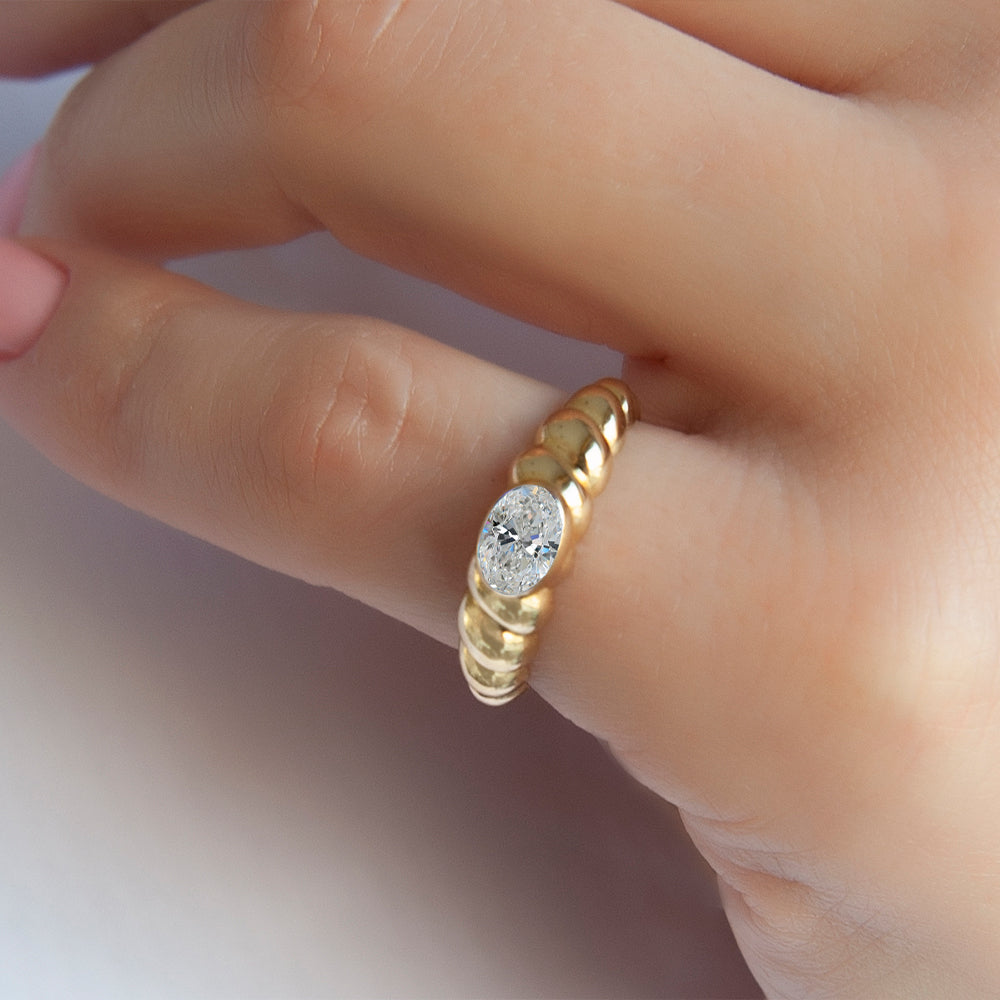 14K Gold Natural White Sapphire Bubble Ring