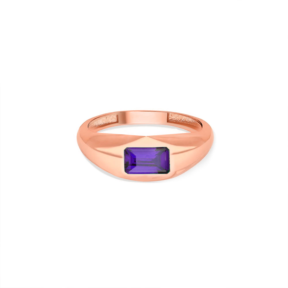 14K Gold Amethyst Statement Ring