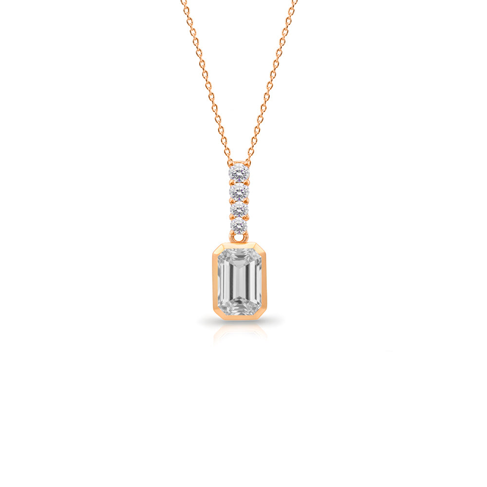 14K Gold White Sapphire Necklace, Wedding Necklace