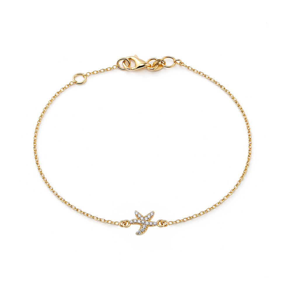 14K Gold Starfish Bracelet / Beach Jewelry