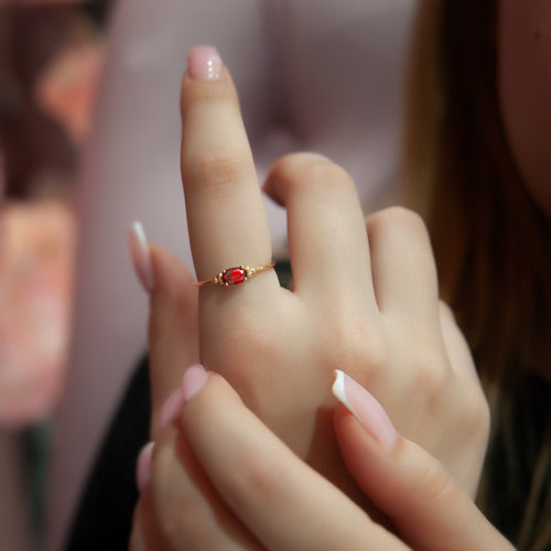 14k Solid Gold Oval Ruby Solitaire Ring