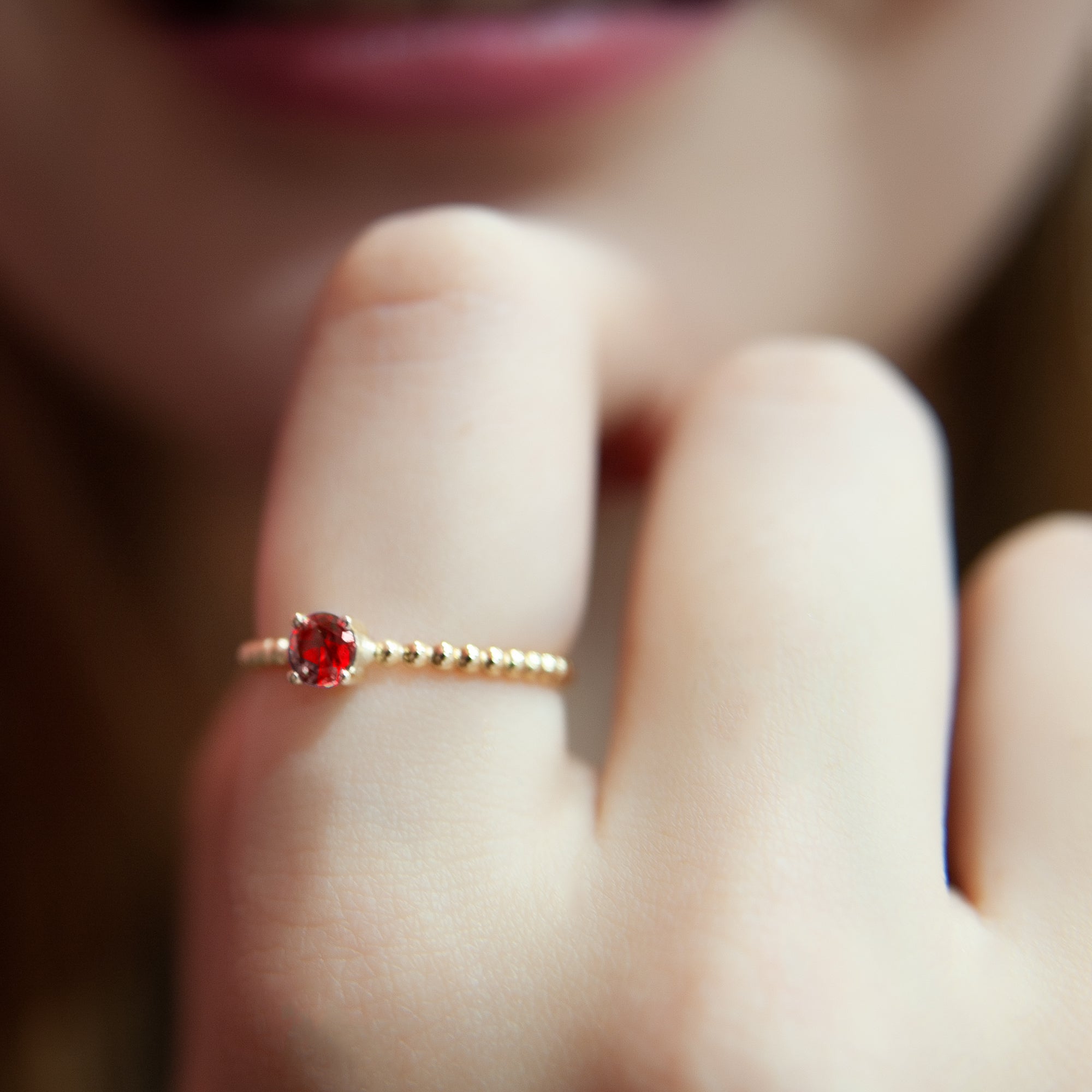 14K Solid Gold Round Cut Ruby Ring