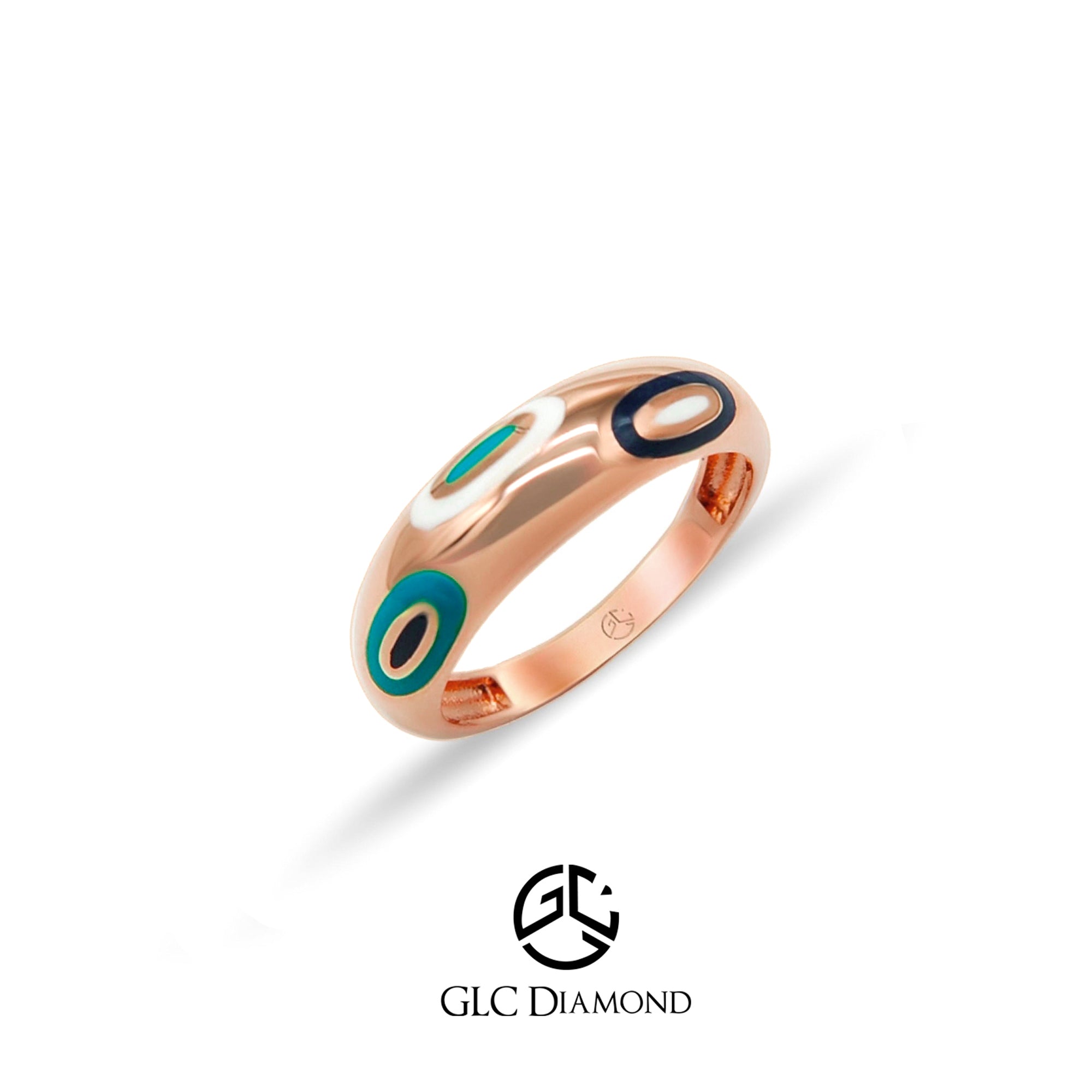 14K Solid Gold Evil Eye Design Ring