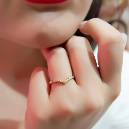 Diamond V Shape Ring, 14k Gold V Ring